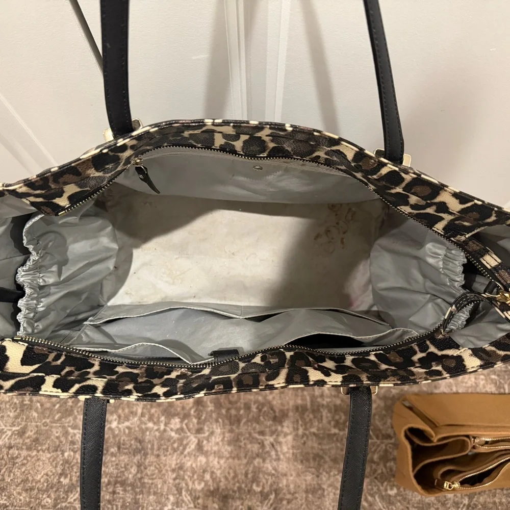 Kate Spade Leopard Print Tote Bag with Sturdy Black Straps